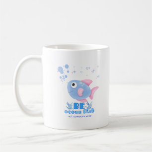 Caneca De Café Peixe de animação bonito com barbatanas cor-de-ros