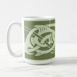 Caneca De Café Peixe de Knotwork Celta em Verde