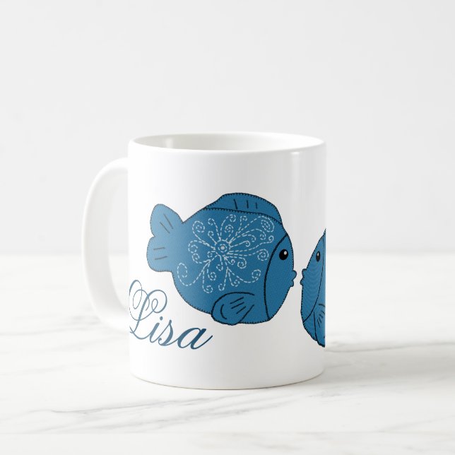 Caneca De Café Peixe duplo personalizante (Frente Esquerda)