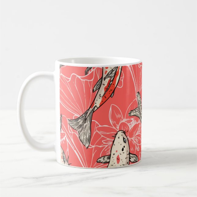 Caneca De Café Peixe E Floral (Esquerda)