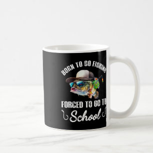 Caneca De Café Peixe Engraçado B - Nascido Para Ir Pescar Forçado