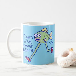 Caneca De Café Peixe Engraçado Correndo Com Pernas