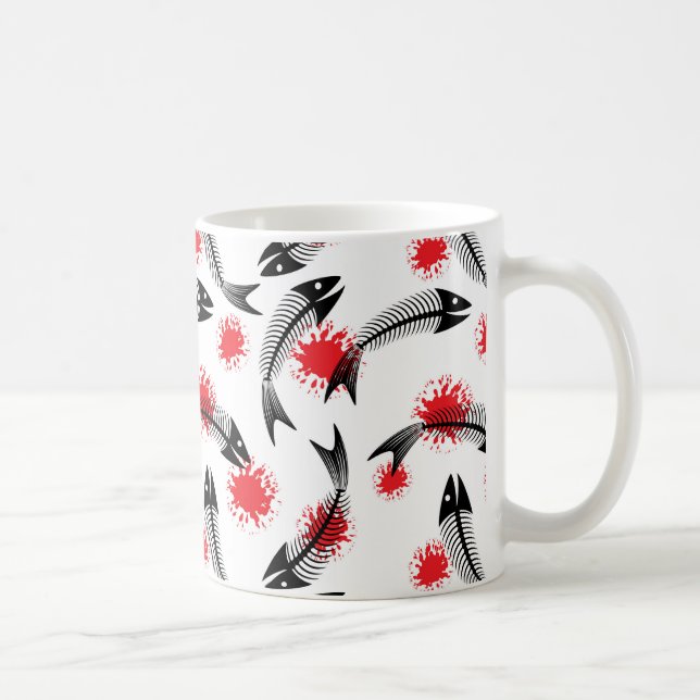 Caneca De Café peixe-esqueleto de halloween (Direita)