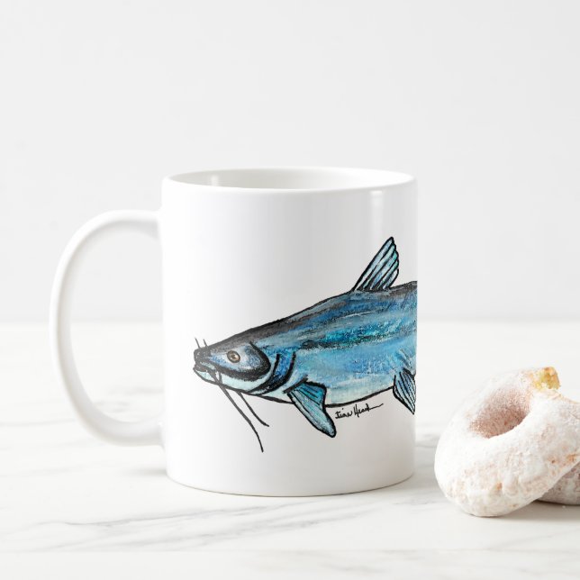 Caneca De Café Peixe-gato azul (Com Donut)
