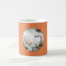 Caneca De Café Peixe Koi Laranja Branco