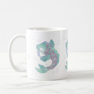 Caneca De Café Peixe Koi Pastel Arte Popular Caprichosa Subaquá