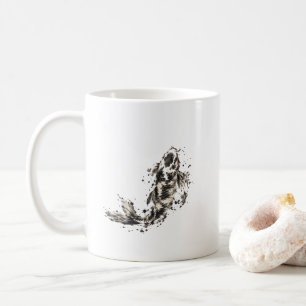 Caneca De Café Peixe Koi Sumi-e Japonês