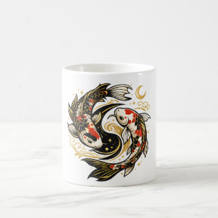 Caneca De Café Peixe Koi Yin Yang Estética Japonesa