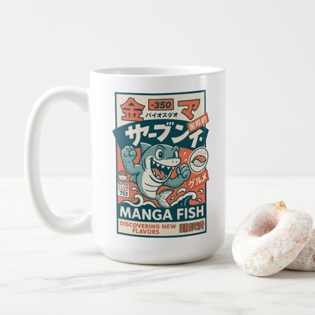 Caneca De Café Peixe Mangá (Com Donut)