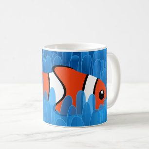 Caneca De Café Peixe-palha bonito e belo anêmono azul verde
