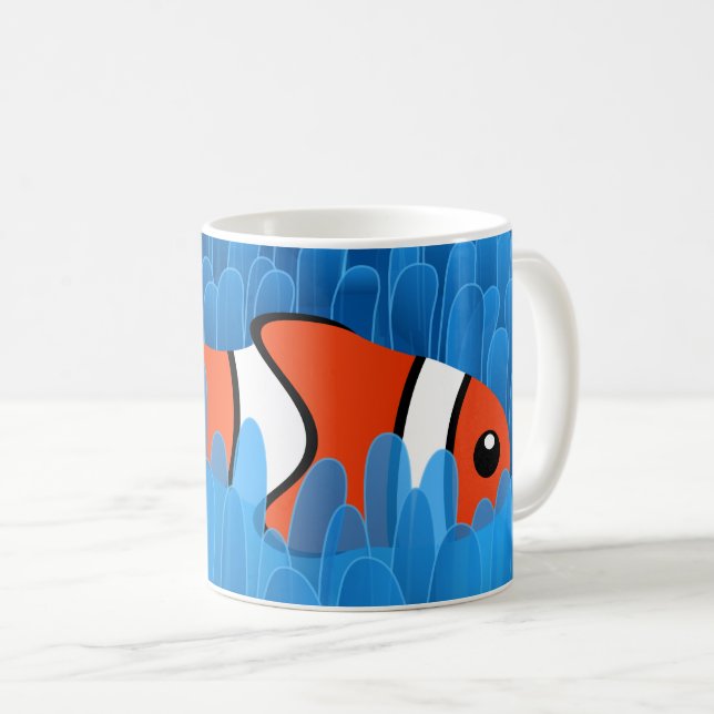 Caneca De Café Peixe-palha bonito e belo anêmono azul verde (Frente Esquerda)