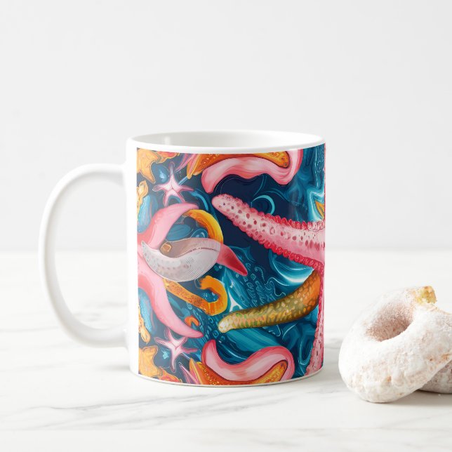 Caneca De Café Peixe-starda cor-de-rosa (Com Donut)