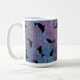 Caneca De Café peixe tubarão baleia sombra no gradiente galáxia  