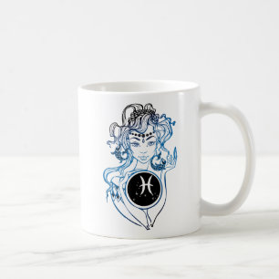 Caneca De Café Peixes Art Deco Lady