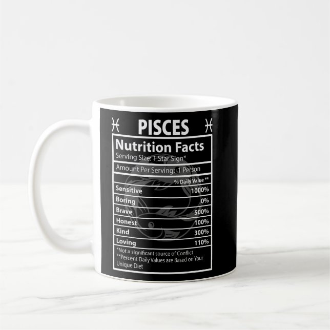 Caneca De Café Peixes Astrologia de Fatos Nutricionais (Esquerda)