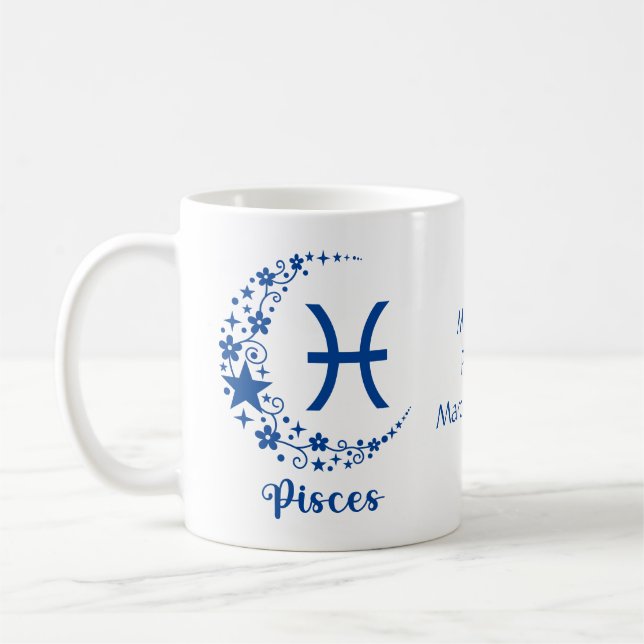 Caneca De Café Peixes Astrologia Zodiac Astrologia de Aniversário (Esquerda)