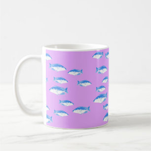 Caneca De Café Peixes azuis em lilás