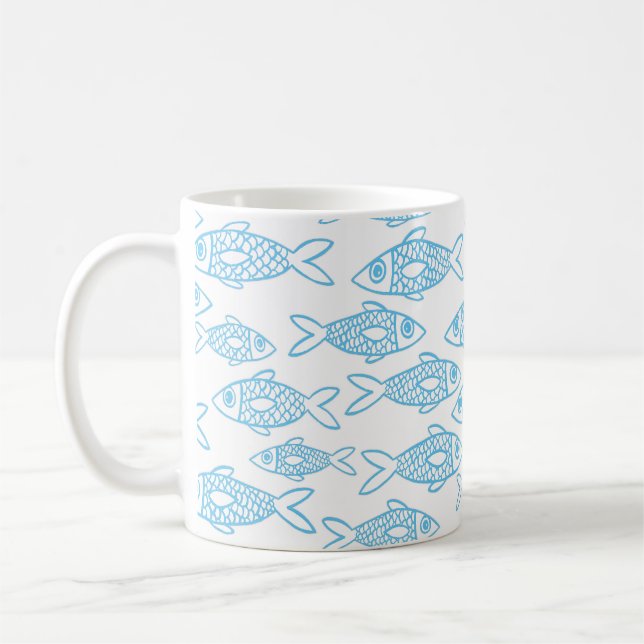 Caneca De Café Peixes Azuis Nadando no Mar (Esquerda)