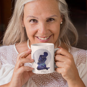 Caneca De Café Peixes Azul Dourado Zodiac Feminina