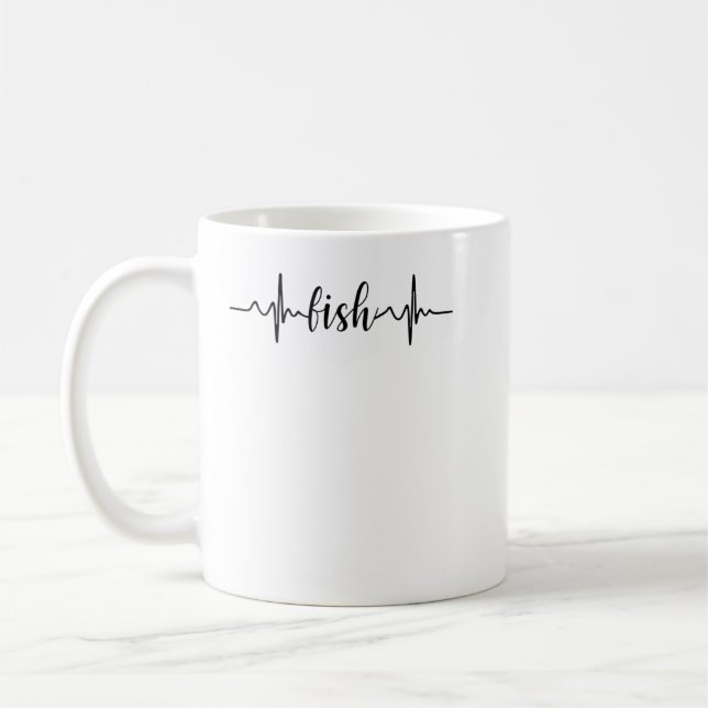 Caneca De Café Peixes - Batimentos Cardíacos De Peixes - Presente (Esquerda)