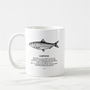 Caneca De Café Peixes Cardume de Sardinha Vintage 