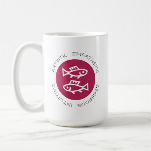 Caneca De Café Peixes cor-de-rosa Logotipo Zodiac Star Sign Astro