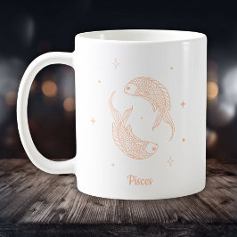 Caneca De Café Peixes de Pêssego de Cor Editáveis Sinal de Zodiac