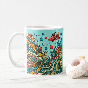 Caneca De Café Peixes de Sinal Zodiac Vintage em Estilo 60s