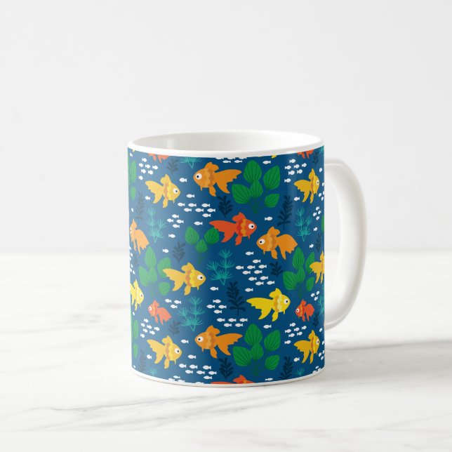 Caneca De Café Peixes Dourados no Aquário (Frente Esquerda)