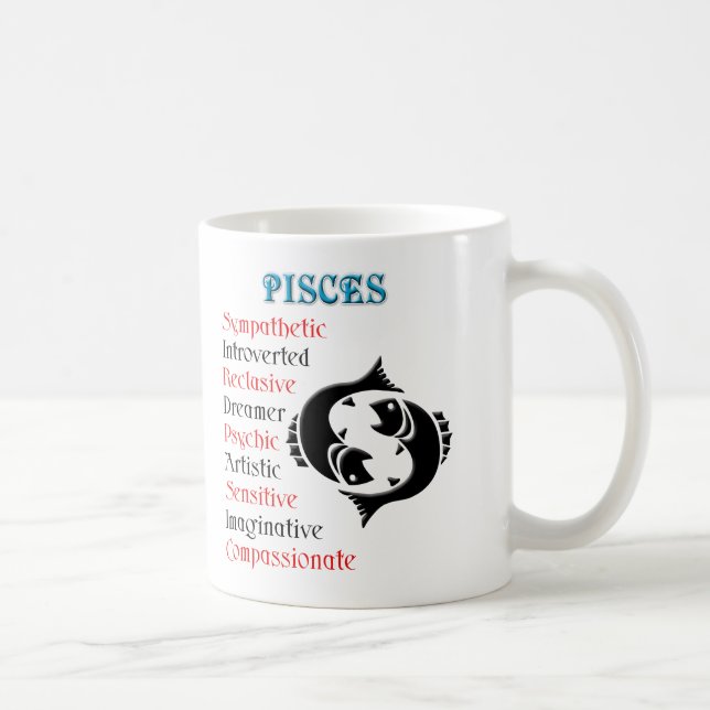 Caneca De Café Peixes Horoscópio Sinal Zodiodíaco (Direita)