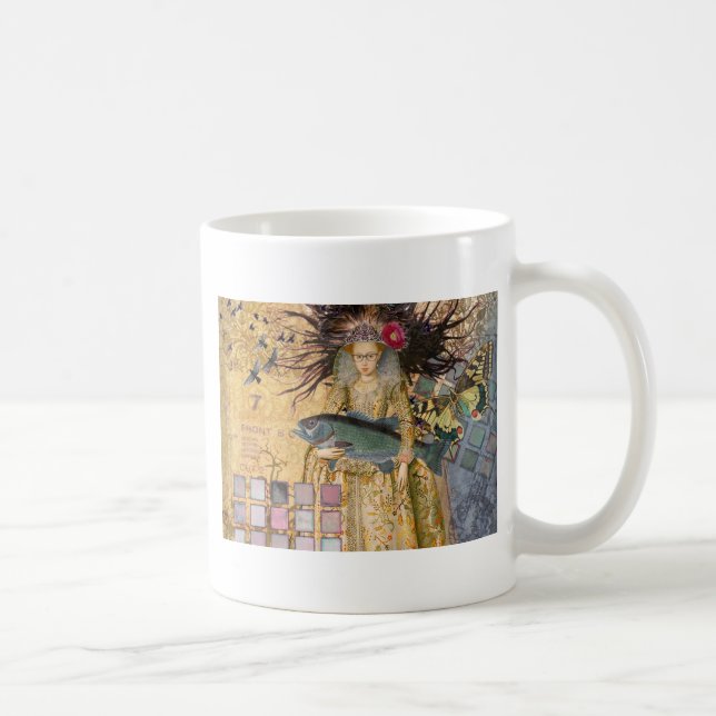Caneca De Café Peixes Mulher Vintage Gótico Clássico  (Direita)