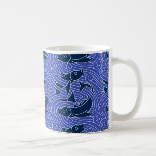 Caneca De Café Peixes Nadados Oceano Azul Pesca