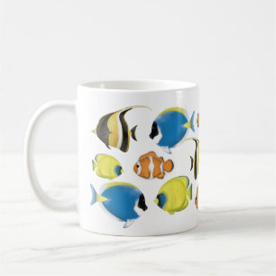 Caneca De Café Peixes Tropicais Simples e Modernos Oceano Minimal