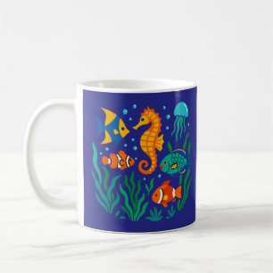 Caneca De Café Peixes Tropicais Submarinos - Vida Marinha