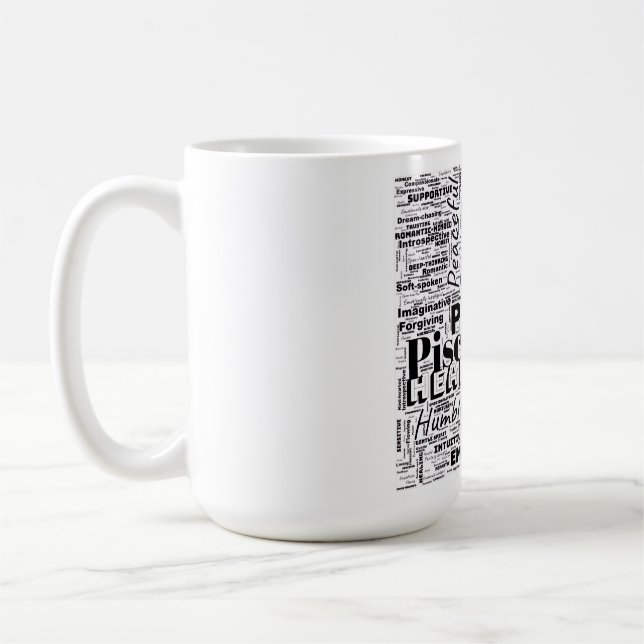 Caneca De Café Peixes Zodiac Word Cloud Inspiration (Esquerda)