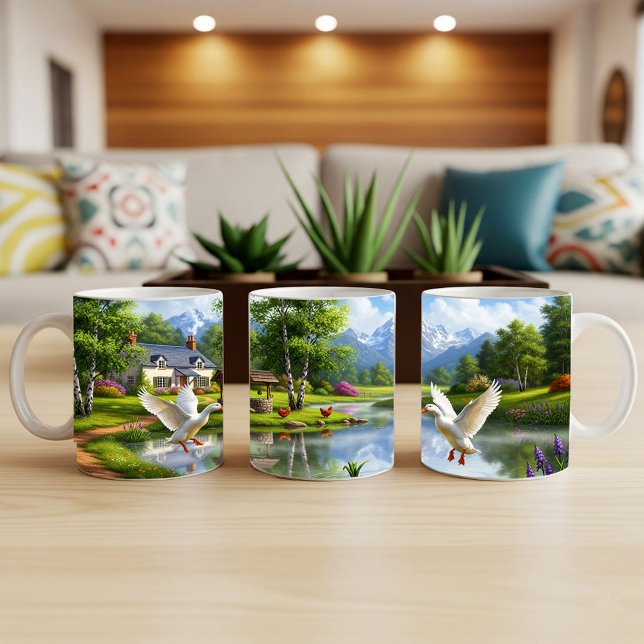 Caneca De Café Pekin Ducks Digital Painting Mug Design (Criador carregado)