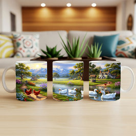 Caneca De Café Pekin Ducks Digital Painting Mug Design