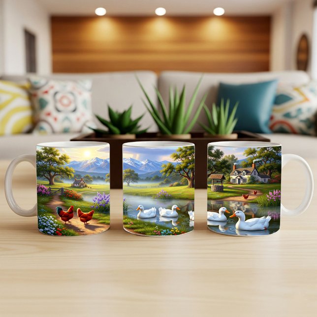 Caneca De Café Pekin Ducks Digital Painting Mug Design (Criador carregado)