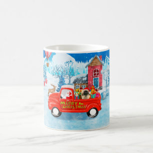 Caneca De Café Pekingese Dog Christmas Delivery Truck Snow