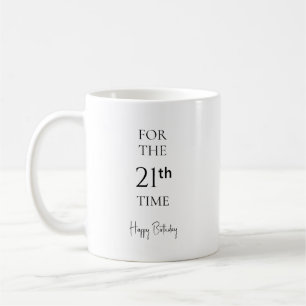 Caneca De Café Pela 21ª Vez Feliz Aniversário de 21 Anos Minimali