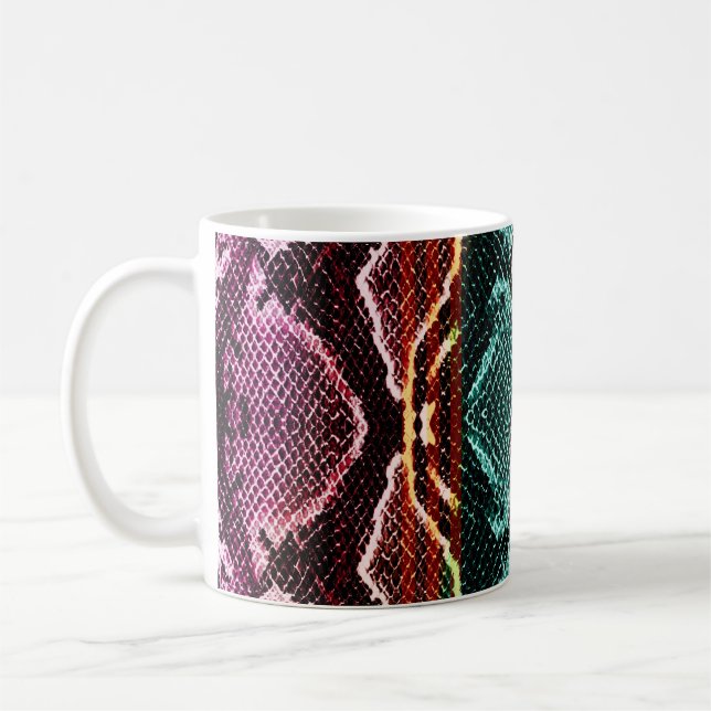 Caneca De Café Pele cobra colorida, impressão animal. (Esquerda)