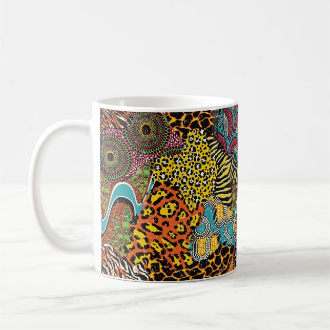 Caneca De Café Peles tradicionais de tecidos africanos e de anima (Esquerda)
