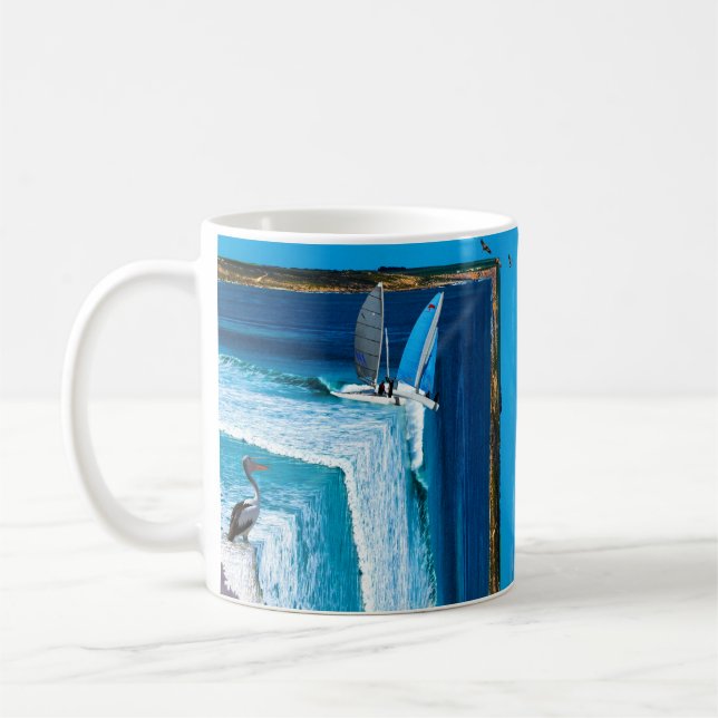 Caneca De Café Pelican Assistindo Um Barco De Velas, (Esquerda)