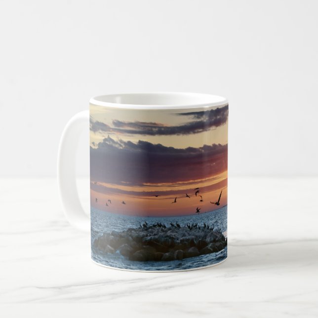 Caneca De Café Pelican Rock Sunset, Dauphin Island, Alabama (Frente Esquerda)