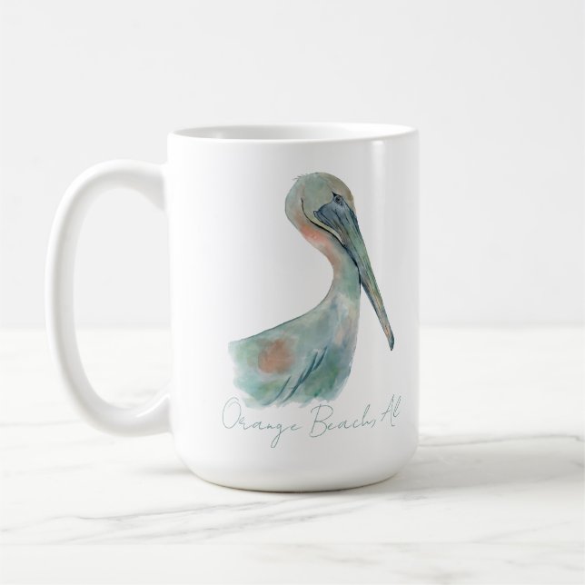 Caneca De Café Pelicano em Aquarela (Esquerda)