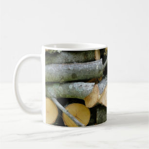 Caneca De Café Película de madeira de fogo cortada empilhada