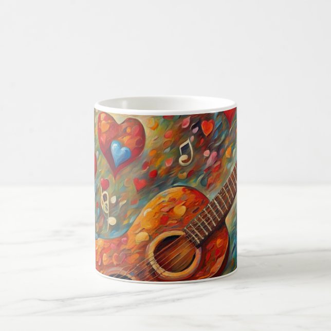 Caneca De Café Pelo Amor Dos Guitarras E Da Música (Centro)