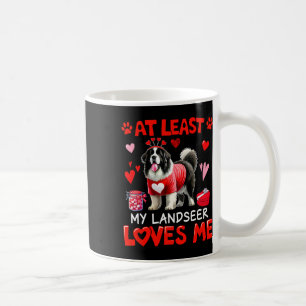 Caneca De Café Pelo Menos Meu Landseer Me Ama Single de Valentine