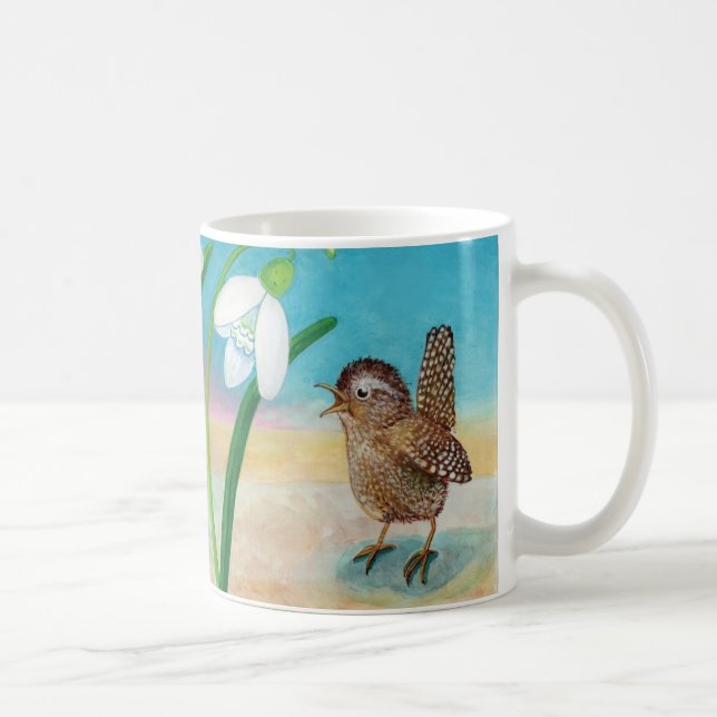Caneca De Café Pêlos de primavera - Pássaros e neves (Direita)