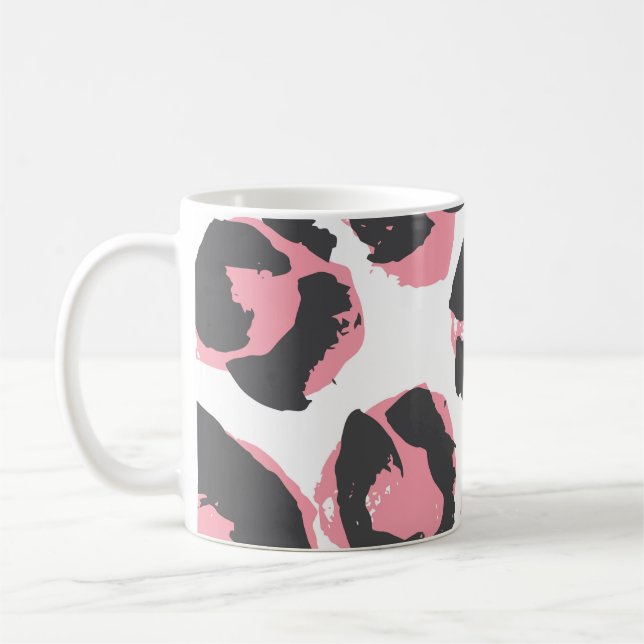 Caneca De Café Pelt Leopardo: Textura Rosa Preta (Esquerda)